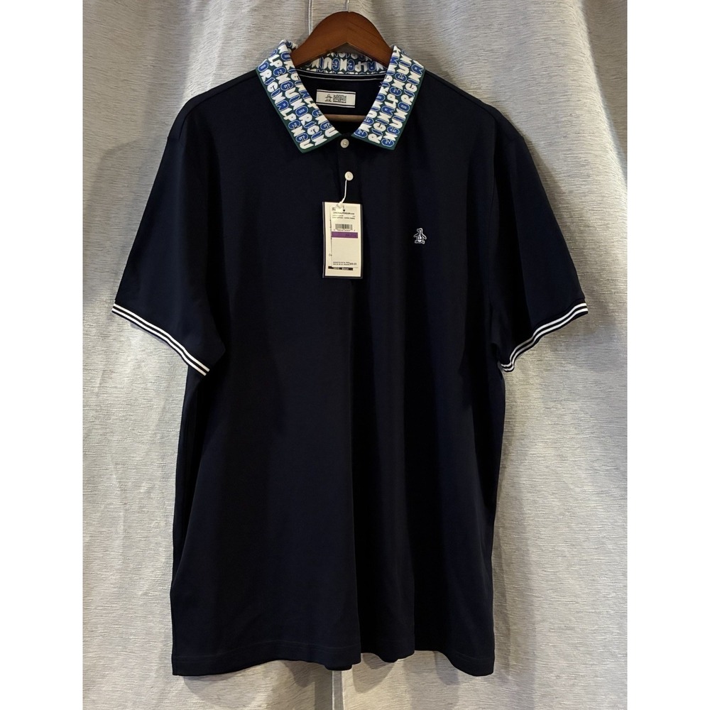 Original Penguin Mens Graphic Collar Polo Shirt Navy Blue XXL NWT OP5612